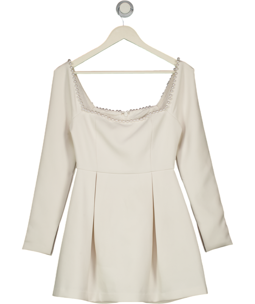 ODDMUSE Off White Pearl Embellished  Dress UK S