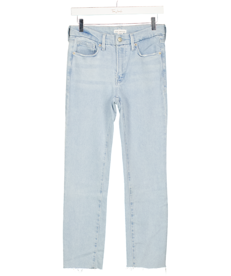 GOOD AMERICAN Light Blue Always Fits Cropped Straight Leg Jeans W27