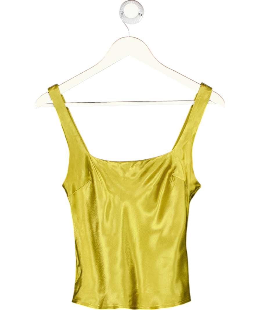 TOPSHOP Square Neck Satin Cami In Olive Green UK 6