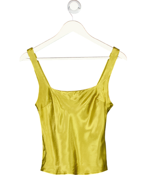 TOPSHOP Square Neck Satin Cami In Olive Green UK 6