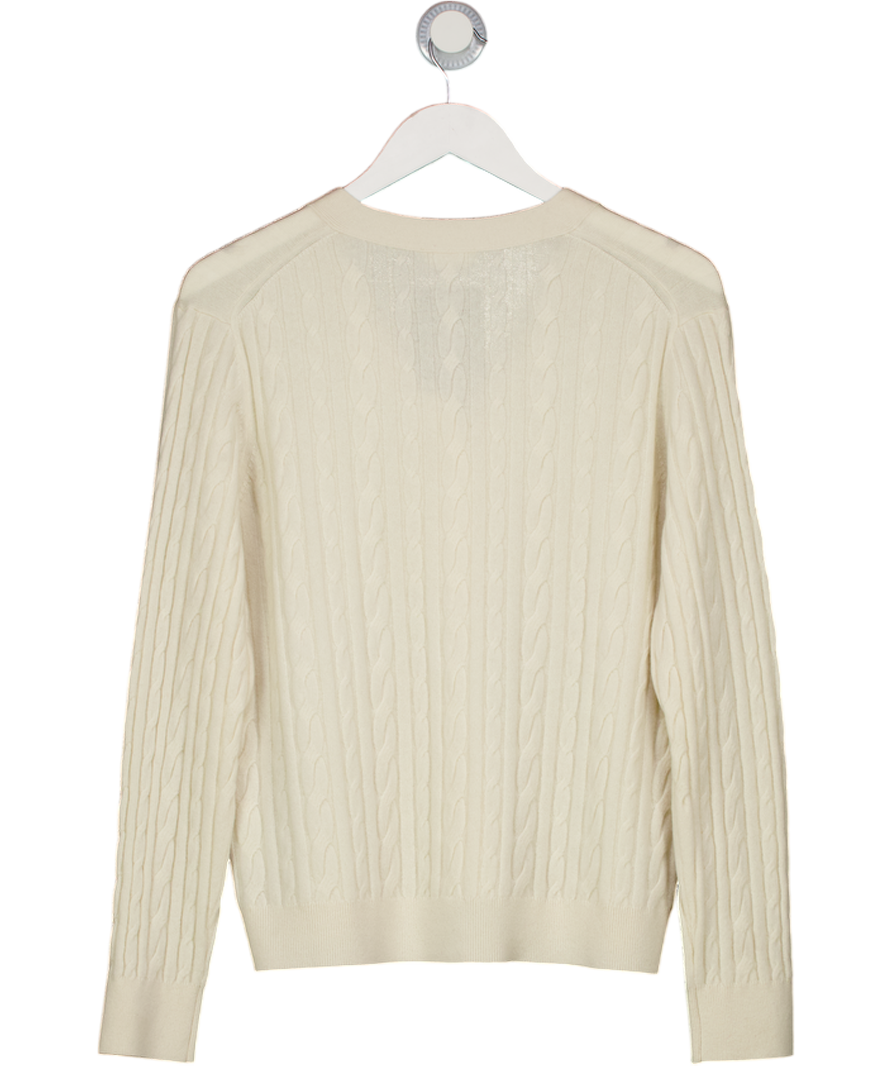 Lilysilk Cream Cashmere Cable-knit Cardigan UK S