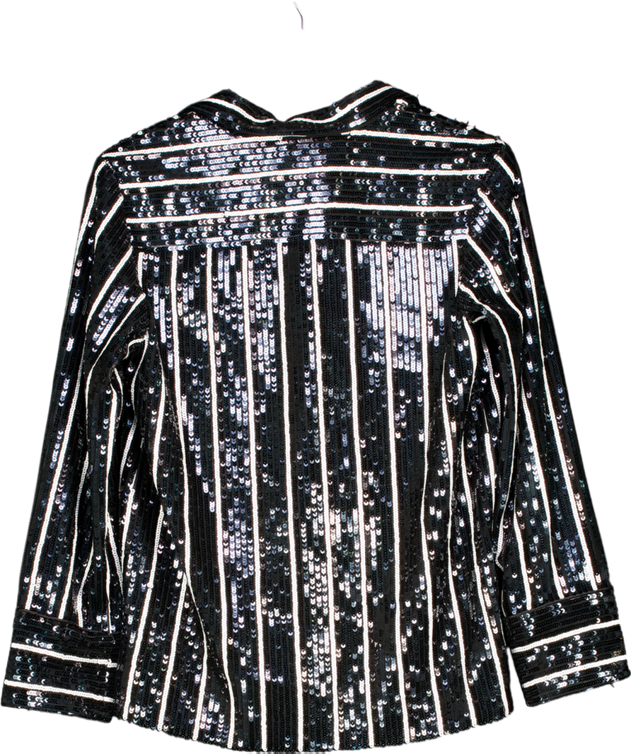 & Other Stories Black Sequin Stripe Shirt UK 6
