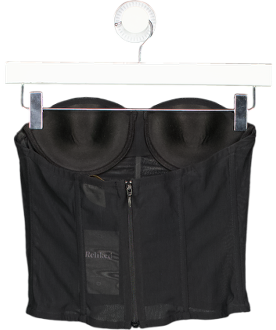 ROSAMOSARIO Black Mesh Cupped Corset Top UK S