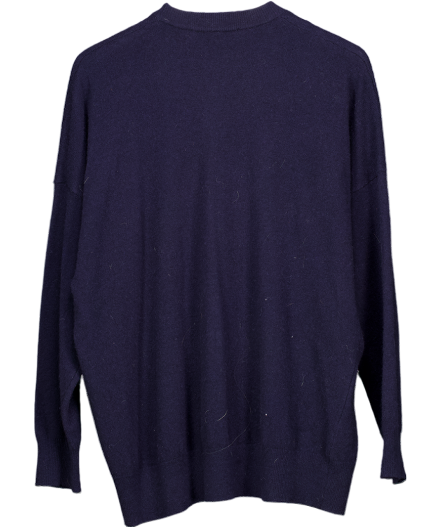 ZARA Navy Blue 100% Wool Supersoft Knit Jumper UK XS/S