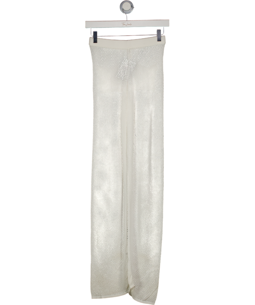 DEVON WINDSOR White Sheer Knit Beach Trousers UK S