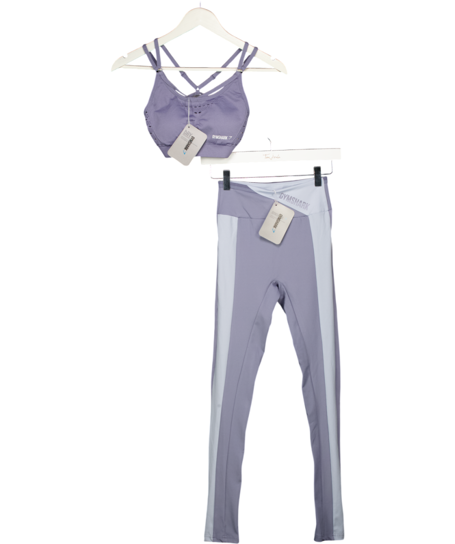 GYMSHARK 2-piece Steel Blue Sports Bra (uk S ) And Logo Leggings Set UK XS