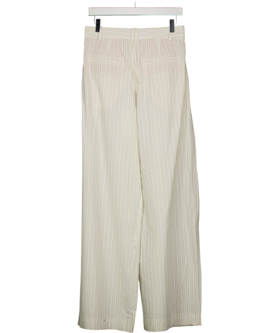 MANGO Cream Wide Leg Striped Trousers UK 8
