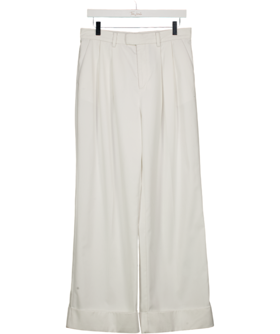 REBE White Spence Wide Leg Trousers UK S