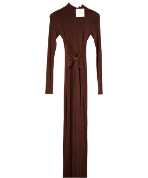 Khanum's Brown High Neck Long Sleeve Maxi Dress UK XS