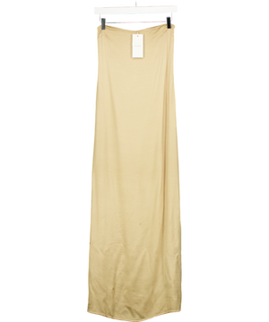 alohas Cream Lila Satin Strapless Midi Dress UK XS