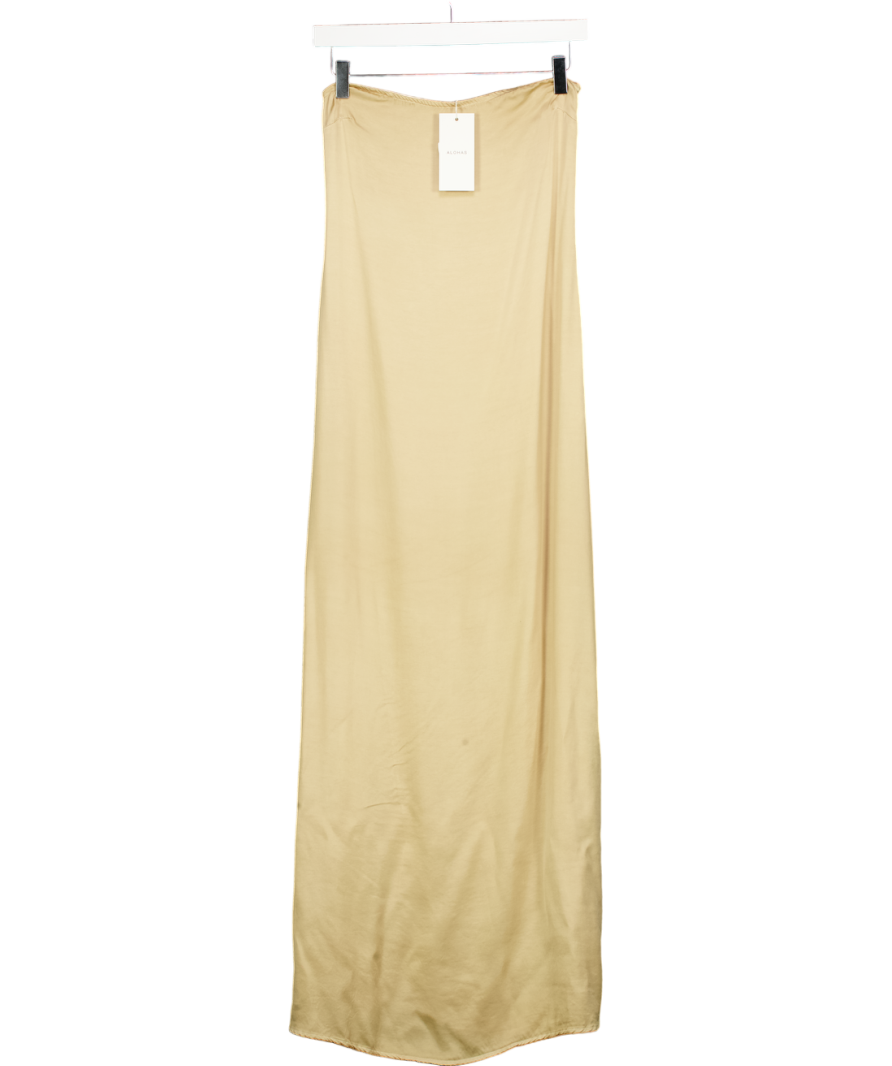 alohas Cream Lila Satin Strapless Midi Dress UK XS