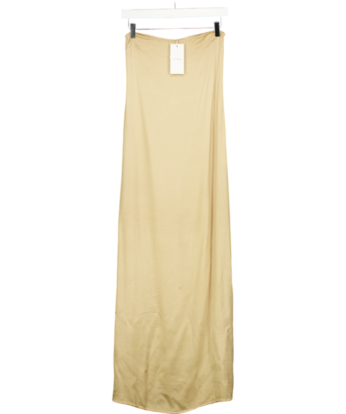 alohas Cream Lila Satin Strapless Midi Dress UK XS