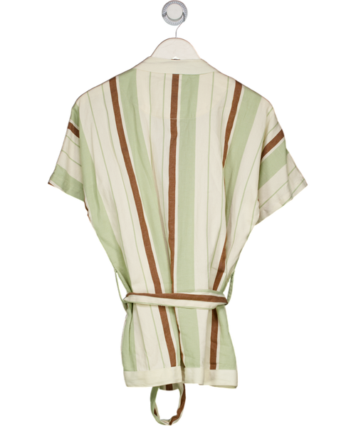 VENROY Cream Cotton & Linen Blend Belted Short Sleeve Striped Jacket UK S