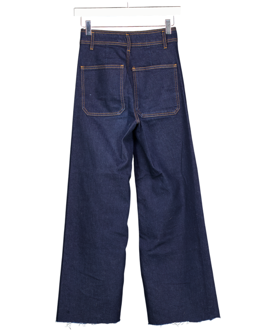 ZARA Dark Blue The Patch Pockets Marine Straight Jeans UK 4