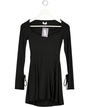 Oh Polly Black Amryn Long Sleeve A-line Mini Dress UK 8