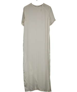 Finery White Round Neck Relaxed Satin Maxi Dress UK 12