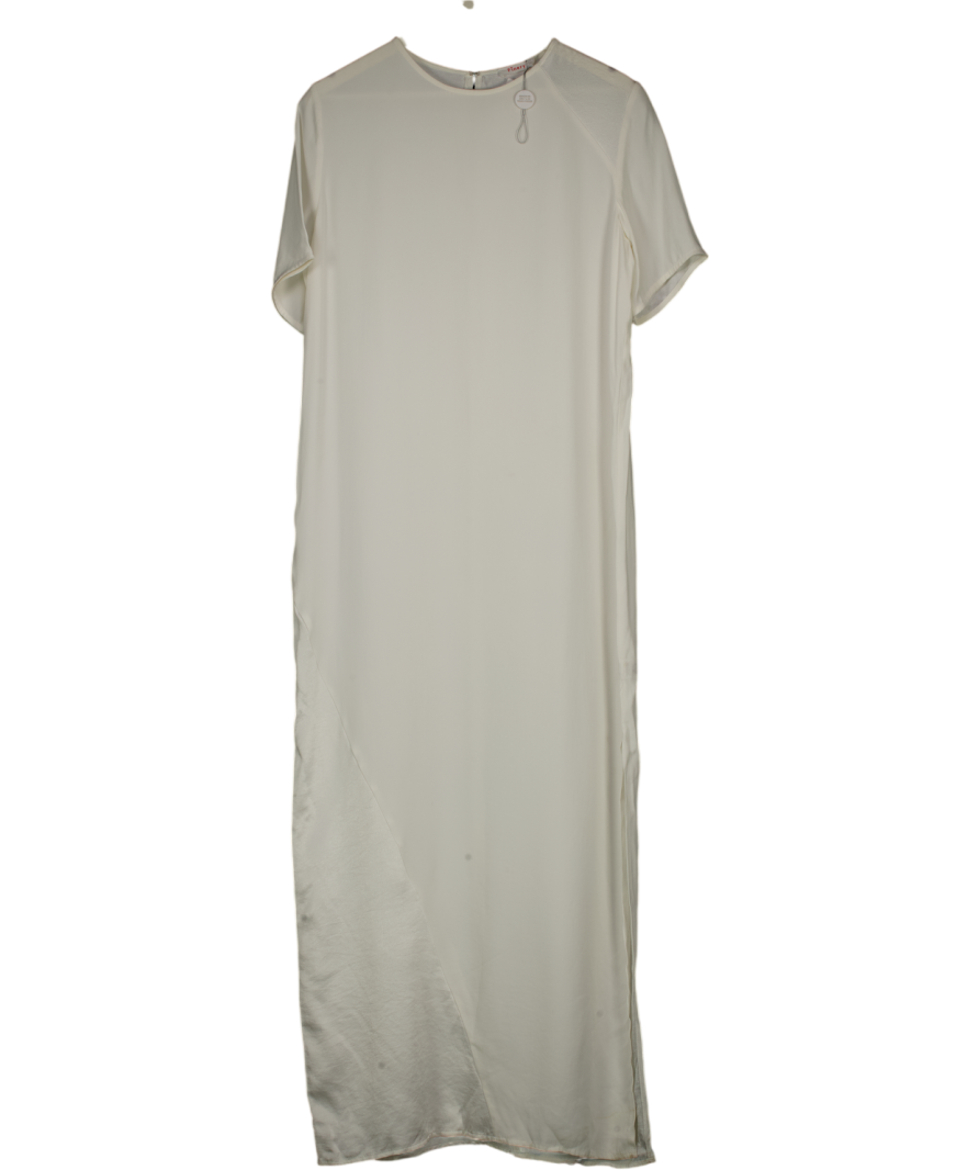 Finery White Round Neck Relaxed Satin Maxi Dress UK 12
