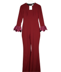FILIARMI Red Burgundy Clara Jumpsuit Wilth Silk Frill Detail Cuff UK 8