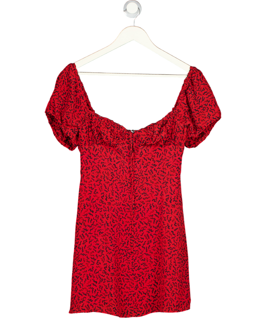 Réalisation Red Squiggle Print Silk Venus Mini Dress UK S