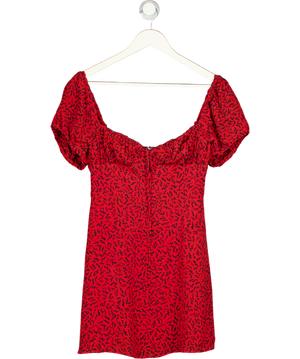 Réalisation Red Squiggle Print Silk Venus Mini Dress UK S