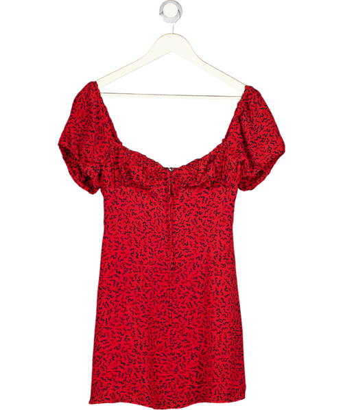 Réalisation Red Squiggle Print Silk Venus Mini Dress UK S