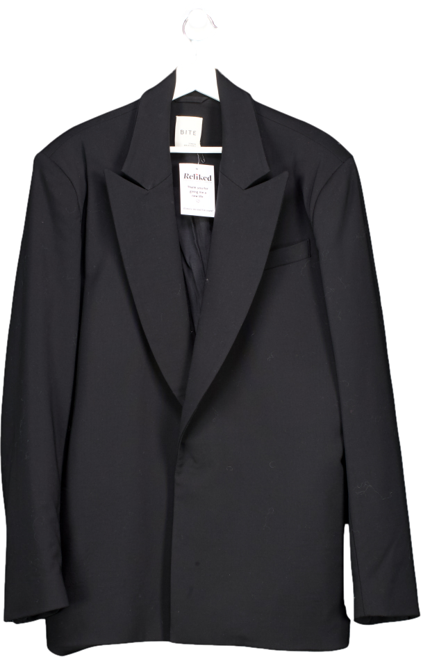 BITE LONDON Black Classic Organic Wool Blazer UK 8