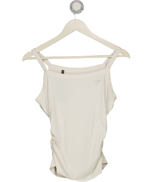 GYMSHARK White Ruched Side Logo Tank Top UK S