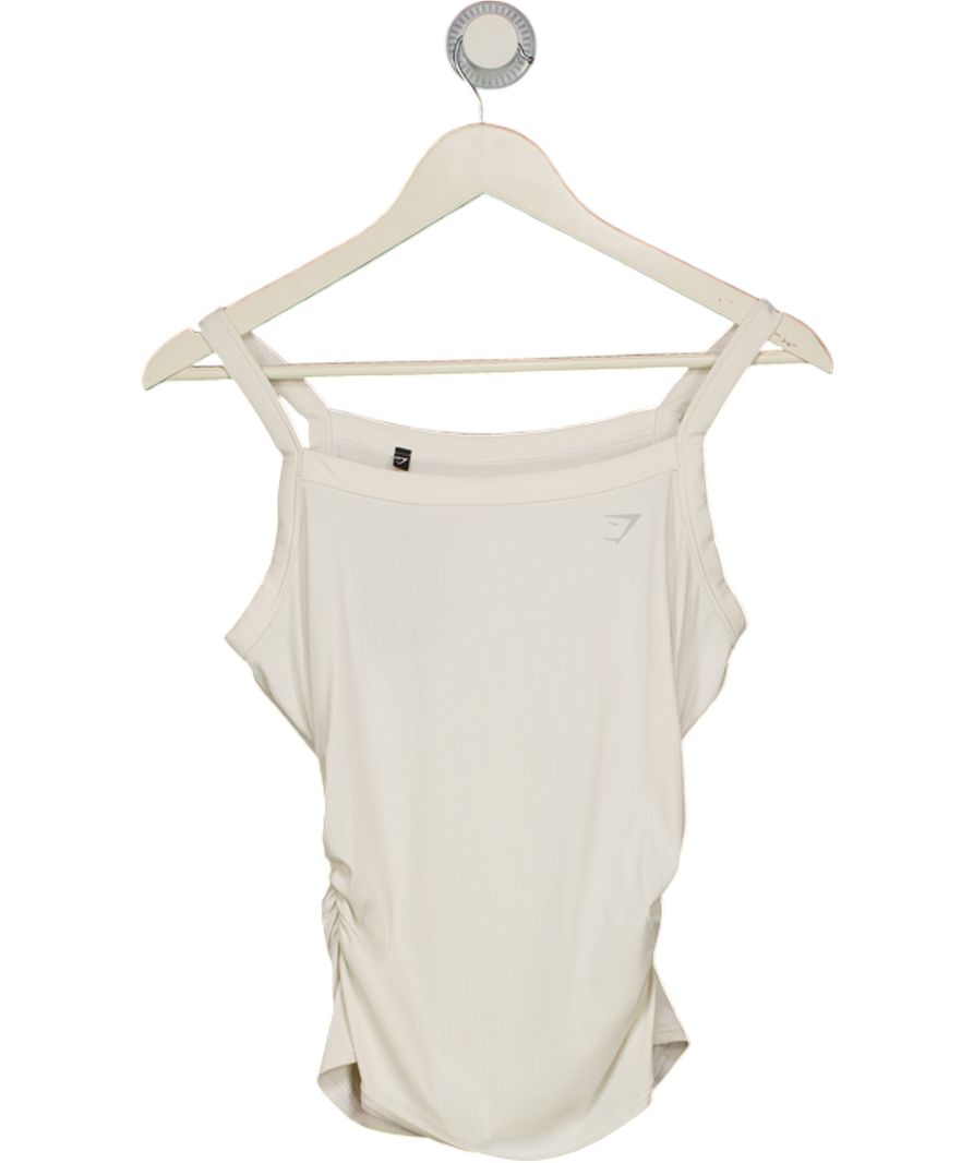 GYMSHARK White Ruched Side Logo Tank Top UK S