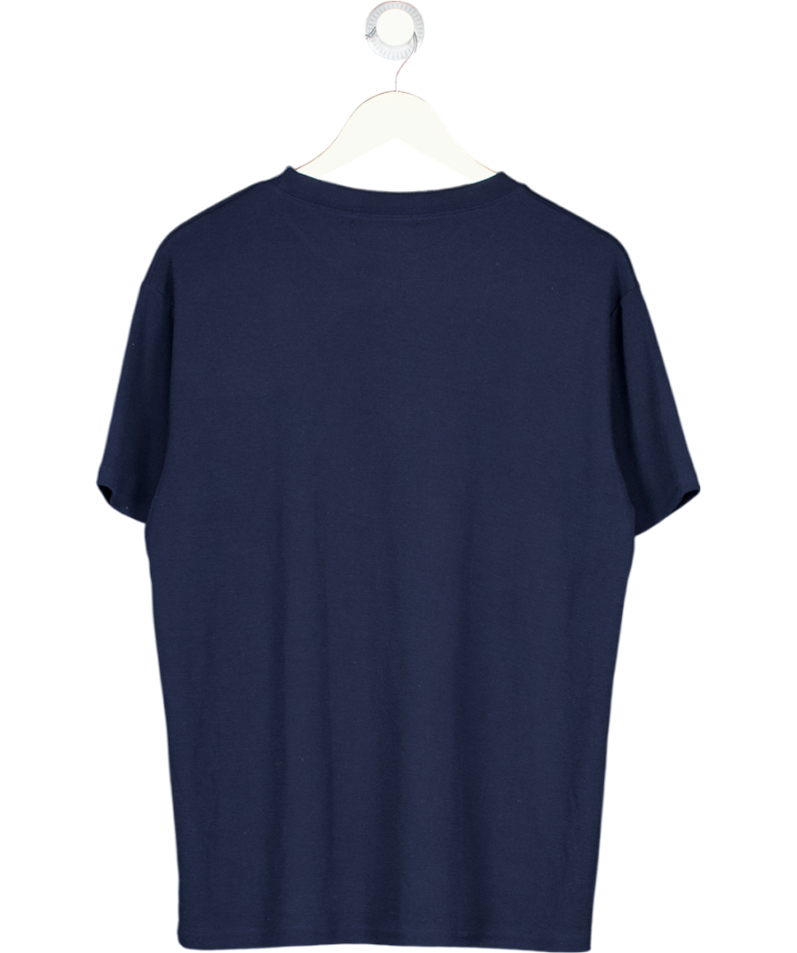 WIT AND WONDER Navy Blue Textured Knit T-shirt UK L