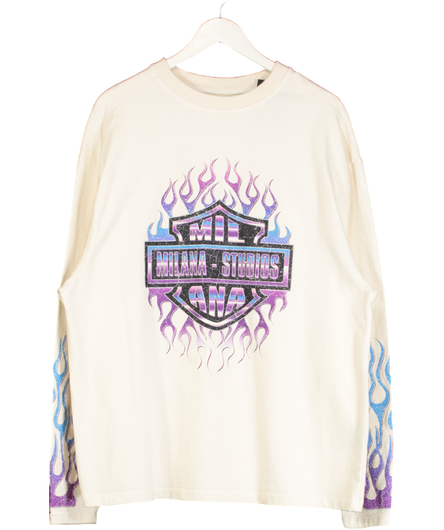 Milana Studios Cream Harley Heavyweight Long-sleeve T-shirt. UK M
