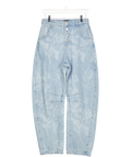 ASOS Design Barrel Leg Jean In Floral Mid Wash Blue UK 8