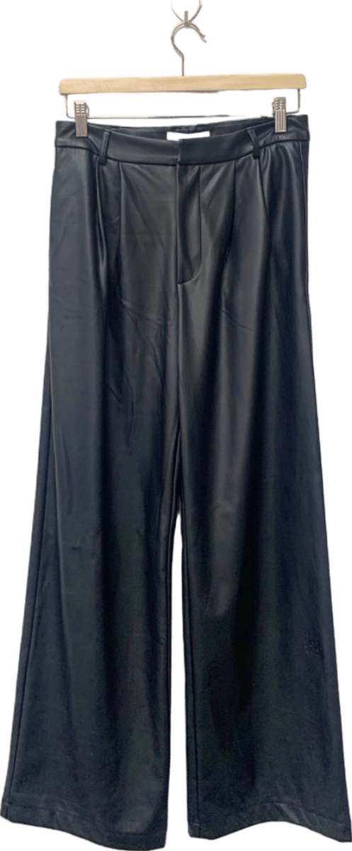 Dé Rococo Black Faux Leather Wide Leg Trousers S - Reliked