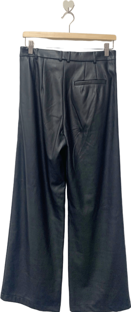 Dé Rococo Black Faux Leather Wide Leg Trousers S - Reliked