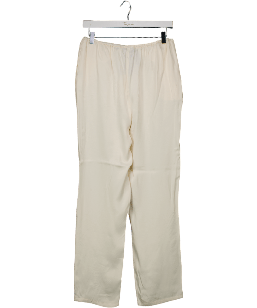 De Rococo White Satin Drawstring Pants UK S - Reliked