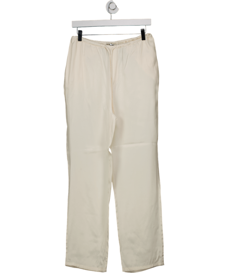 De Rococo White Satin Drawstring Pants UK S - Reliked