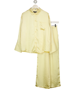 4th & Reckless 2-piece Yellow Satin Oversize Shirt &  Trouser Set UK 6