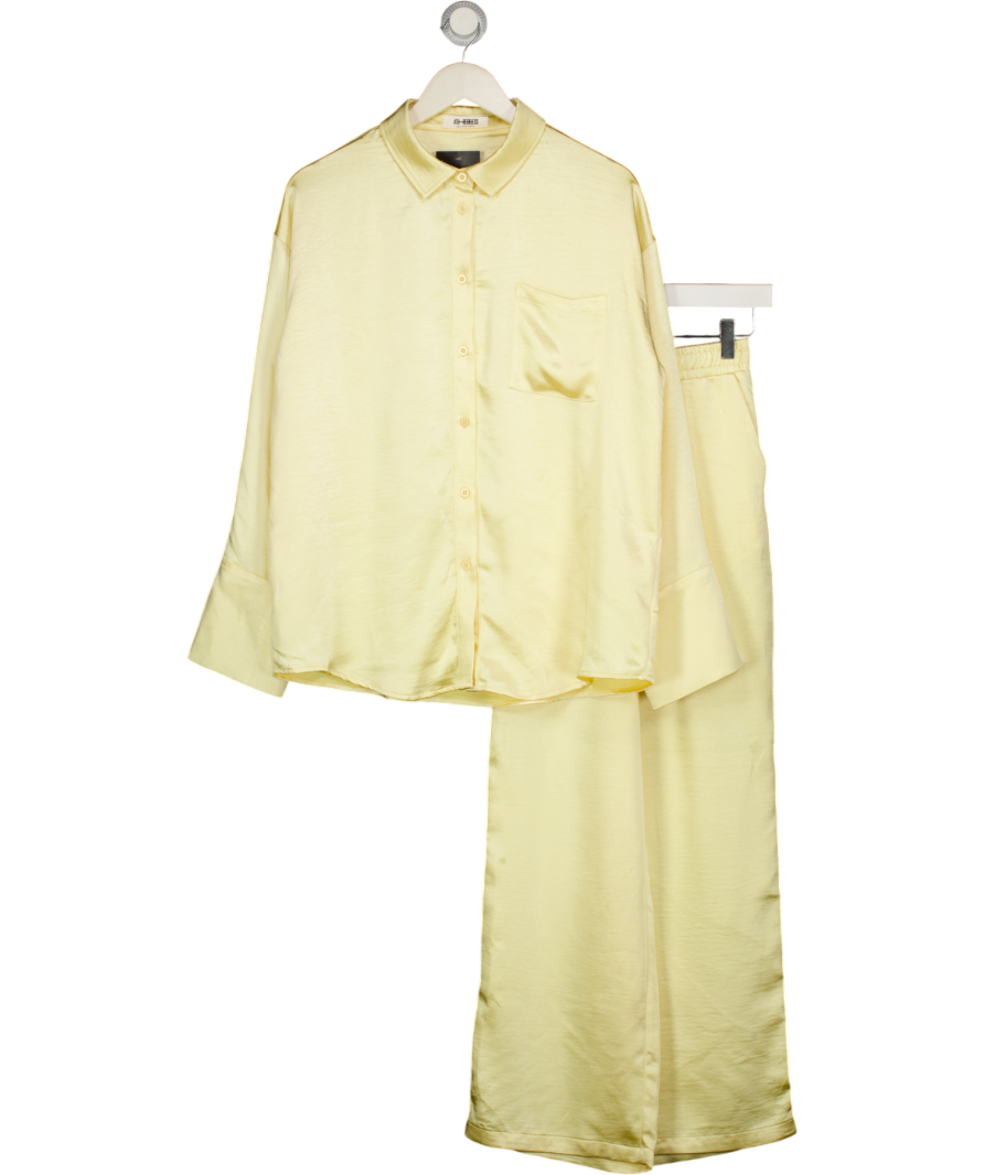 4th & Reckless 2-piece Yellow Satin Oversize Shirt &  Trouser Set UK 6