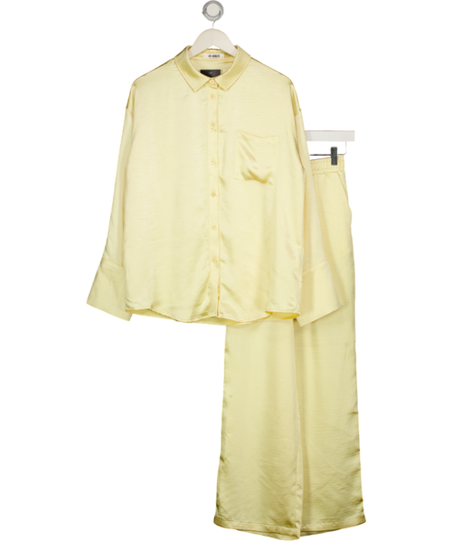 4th & Reckless 2-piece Yellow Satin Oversize Shirt &  Trouser Set UK 6