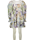 & OTHER STORIES Multicoloured Smocked Puff Sleeve  Square Neck Mini Dress UK 8