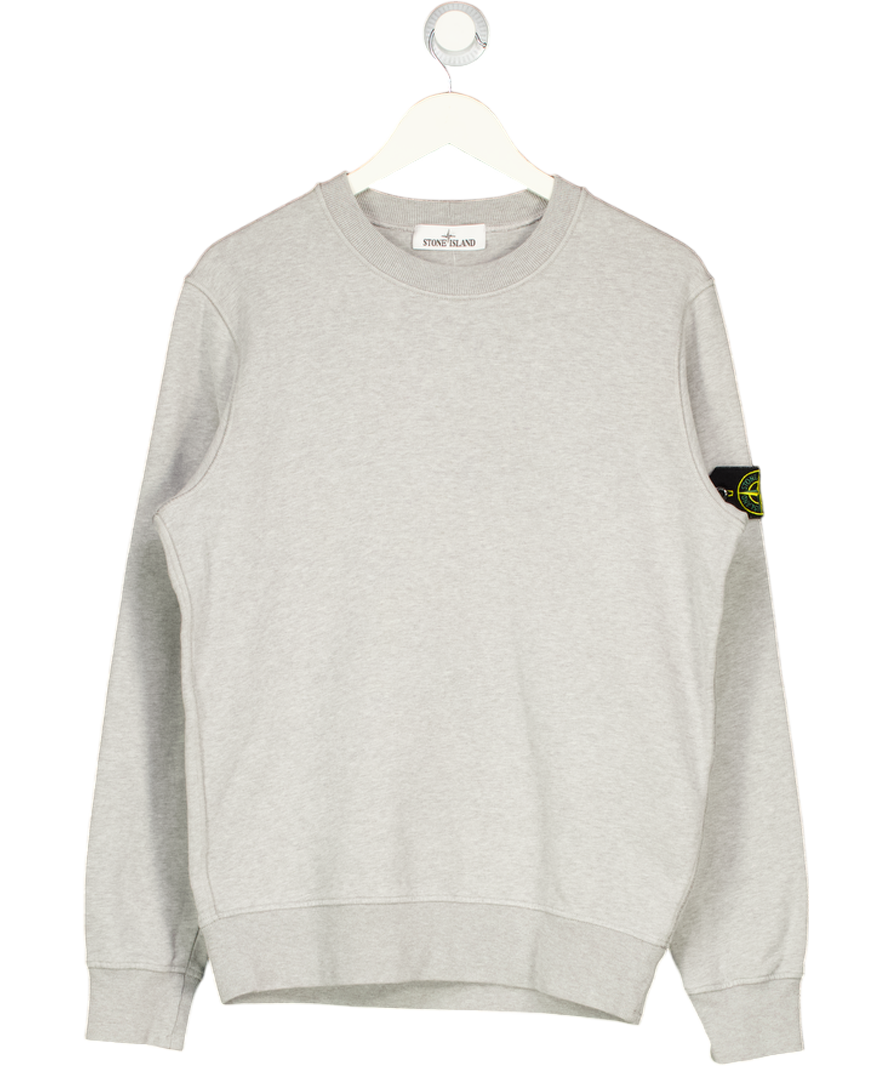 STONE ISLAND Grey Logo Patch Crewneck Sweatshirt UK M