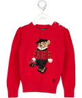 POLO RALPH LAUREN Red Kids Tartan Polo Bear Cotton Jumper 6 Years
