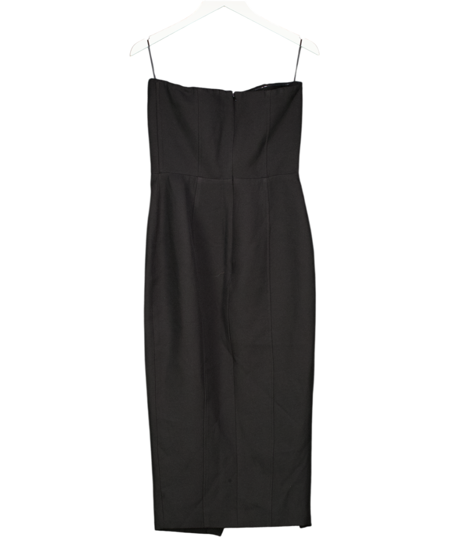MISHA COLLECTION Black Crepe Strapless Midi Pencil Dress UK 10