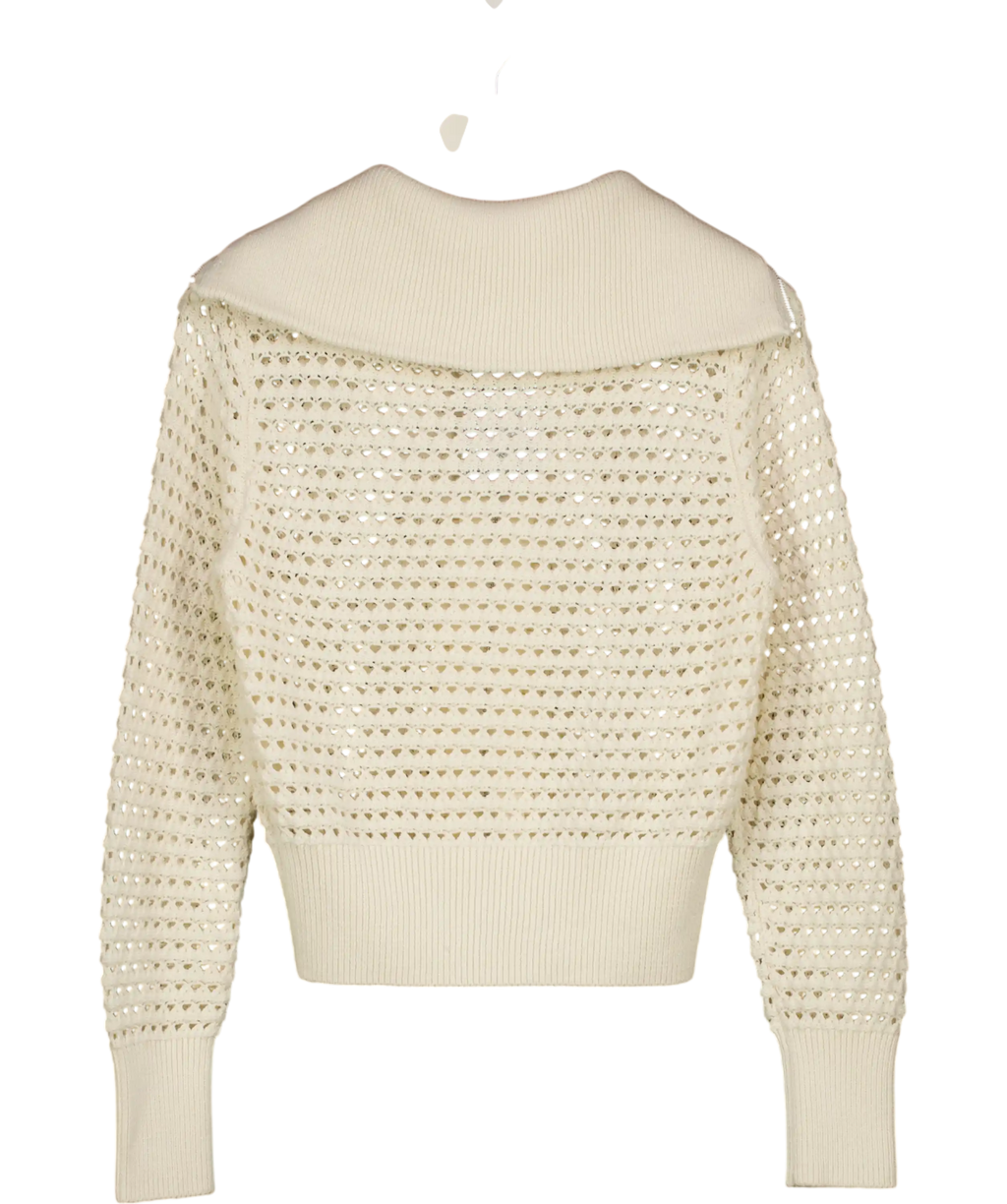 VARLEY Cream Eloise Zip-through Knit UK XXS
