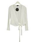 White Fox White Staying Cute Long Sleeve Wrap Top Cream UK M/L