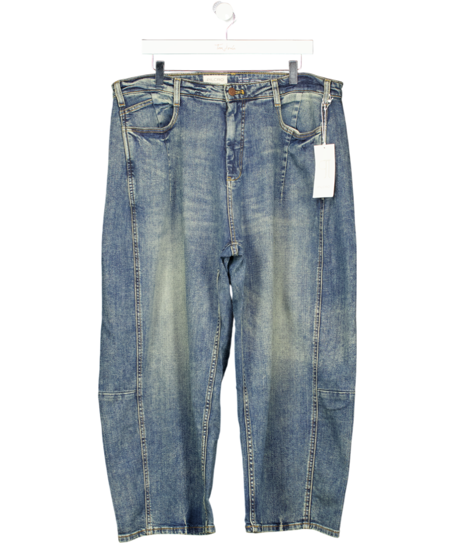 ANTHROPOLOGIE Blue Vintage Wash Cropped High-rise Barrel Jeans By Pilcro UK 20