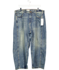 ANTHROPOLOGIE Blue Vintage Wash Cropped High-rise Barrel Jeans By Pilcro UK 20
