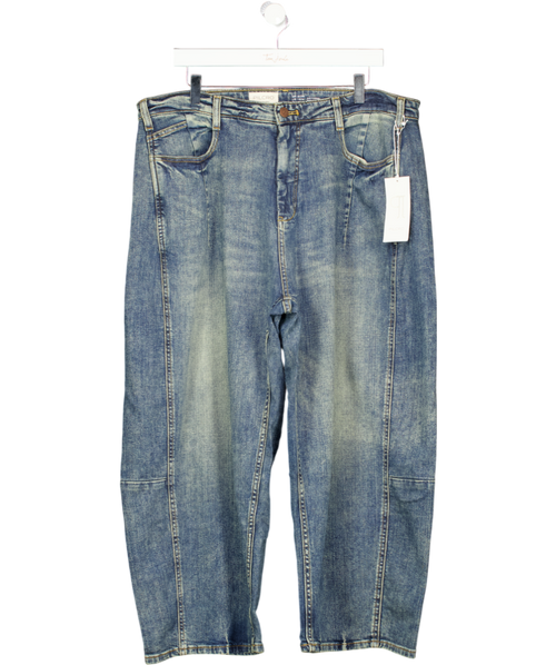 ANTHROPOLOGIE Blue Vintage Wash Cropped High-rise Barrel Jeans By Pilcro UK 20