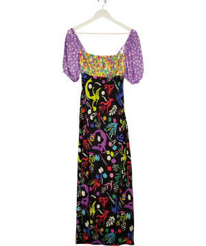 RIXO Multicoloured 100% Silk Bow Back Silk Anastasia Dress UK S