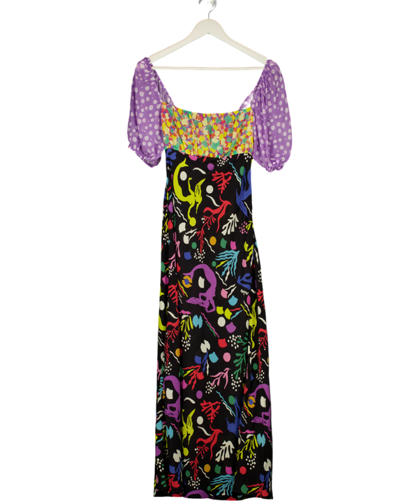 RIXO Multicoloured 100% Silk Bow Back Silk Anastasia Dress UK S