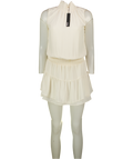 KRISA Cream Shirred Turtleneck Mini Dress UK XS